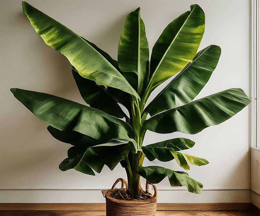 Banana plant in a living room